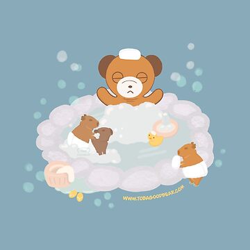 Artwork thumbnail, Bear and Capybaras bathing in Hot Springs by Toba Goodbear