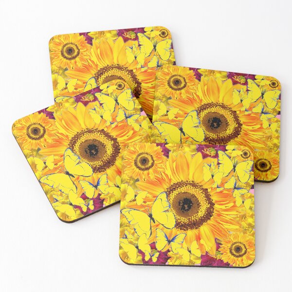 Item preview, YELLOW BUTTERFLIES SUNFLOWER PATTERNS ART designed and sold by sharlesart.