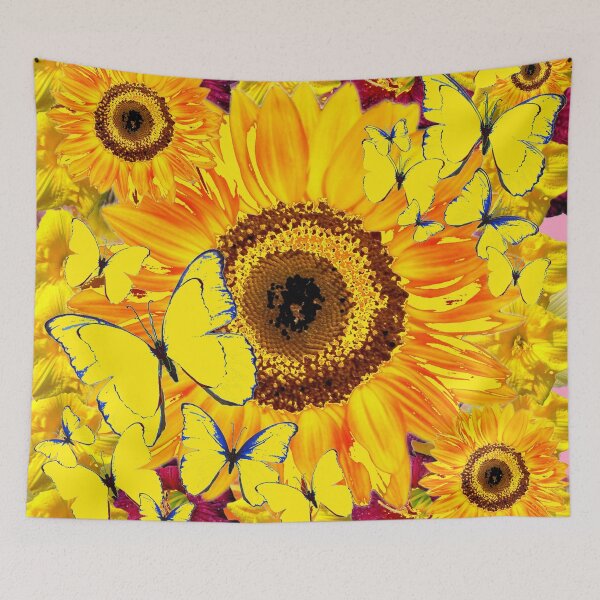 Item preview, YELLOW BUTTERFLIES SUNFLOWER PATTERNS ART designed and sold by sharlesart.