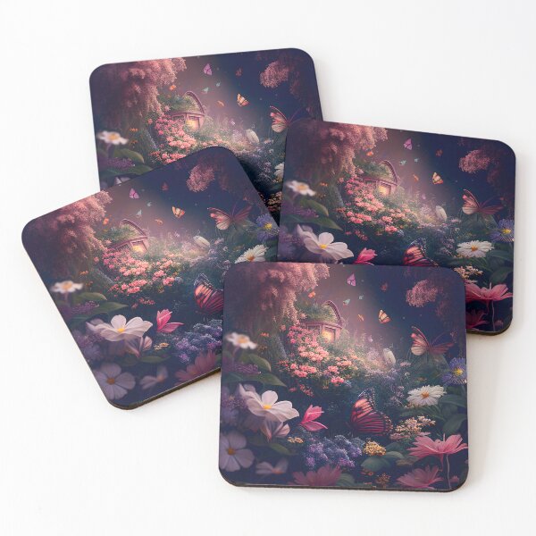 Item preview, dreamy garden with blooming flowers and butterflies designed and sold by MarkBobo.
