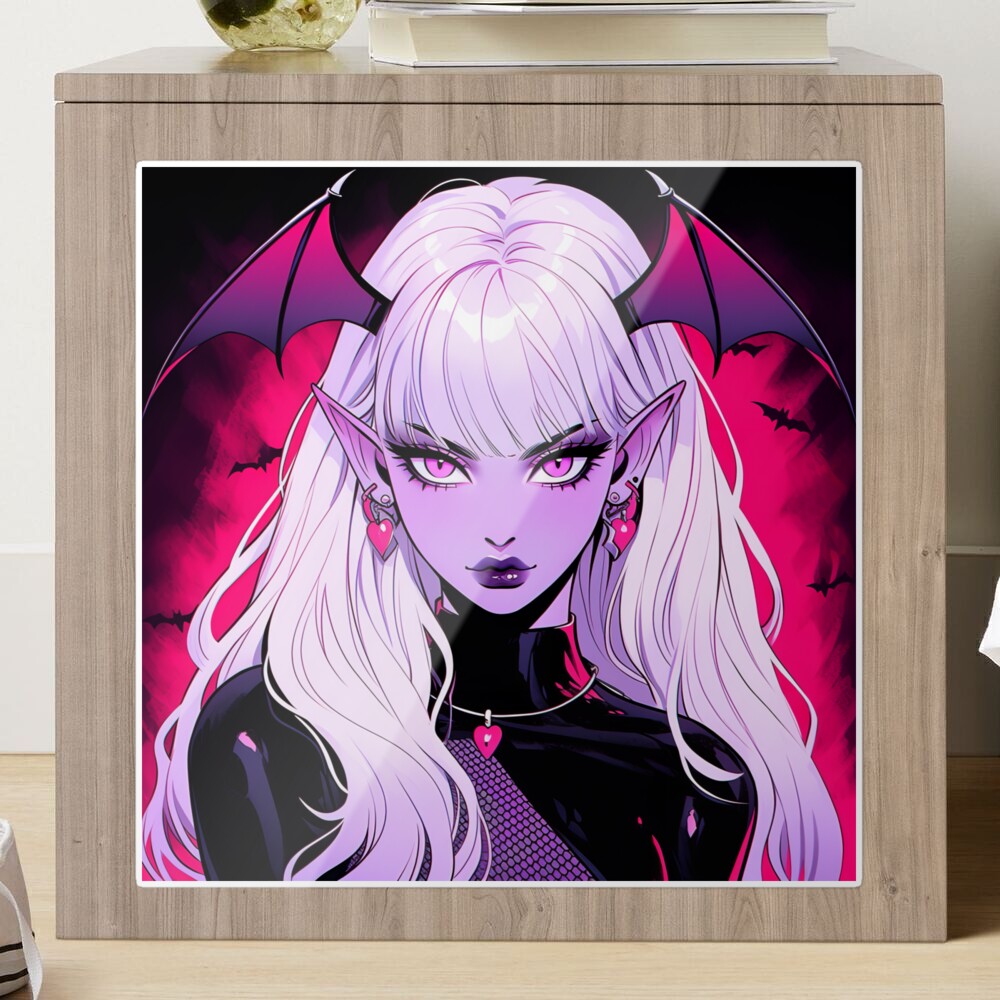 Cute Bright Pink Succubus Anime Girl