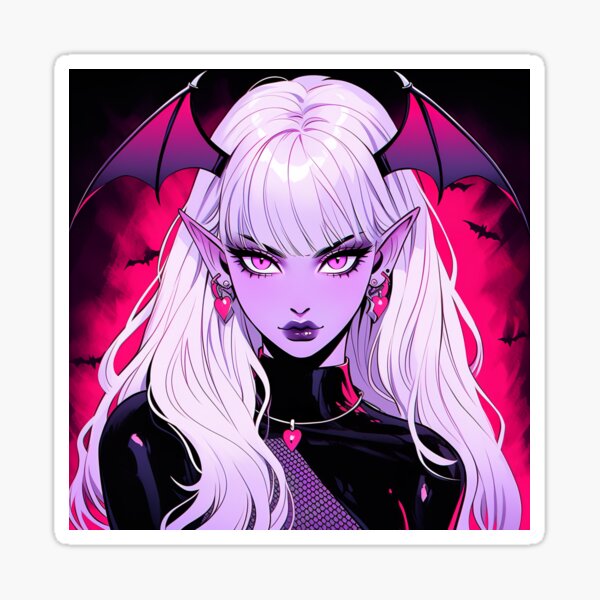 Kira - Demon Angel Elf Cyberpunk cute anime girl Die-Cut Sticker -  kawaiiwaru