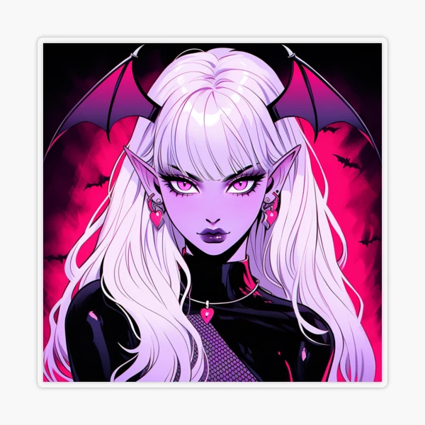 Cute Bright Pink Succubus Anime Girl | Sticker