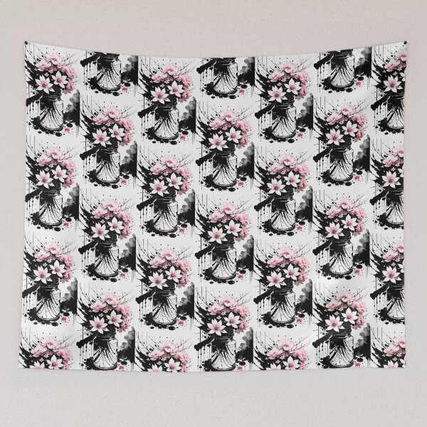 Item preview, Black and White Cherry Blossom Bouquet designed and sold by Simple-Art-work.