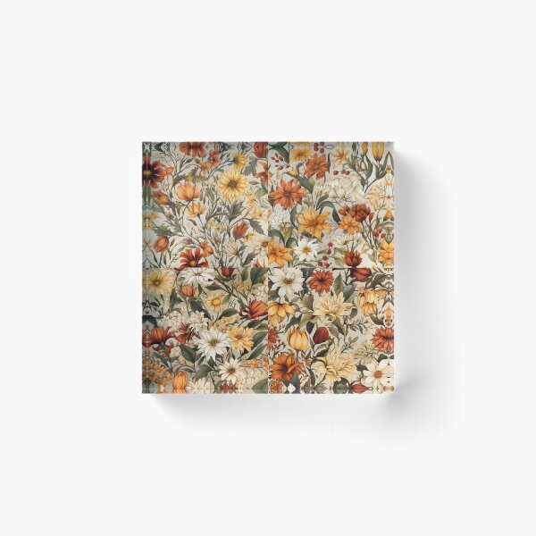 Item preview, Early Fall Flowers—a checker board of Watercolor Autumn Floral Patterns designed and sold by ignasirus.