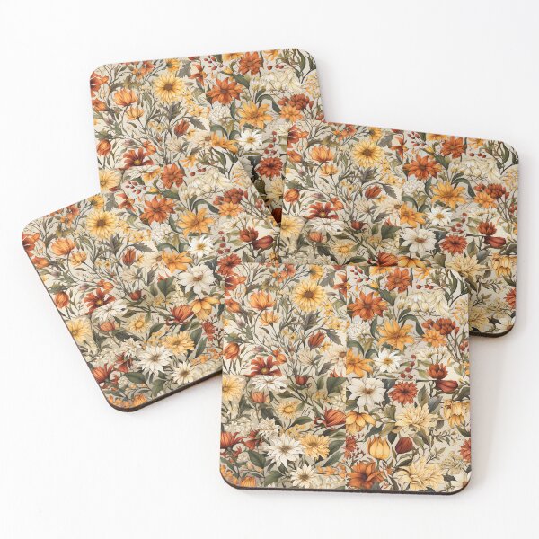 Item preview, Early Fall Flowers—a checker board of Watercolor Autumn Floral Patterns designed and sold by ignasirus.