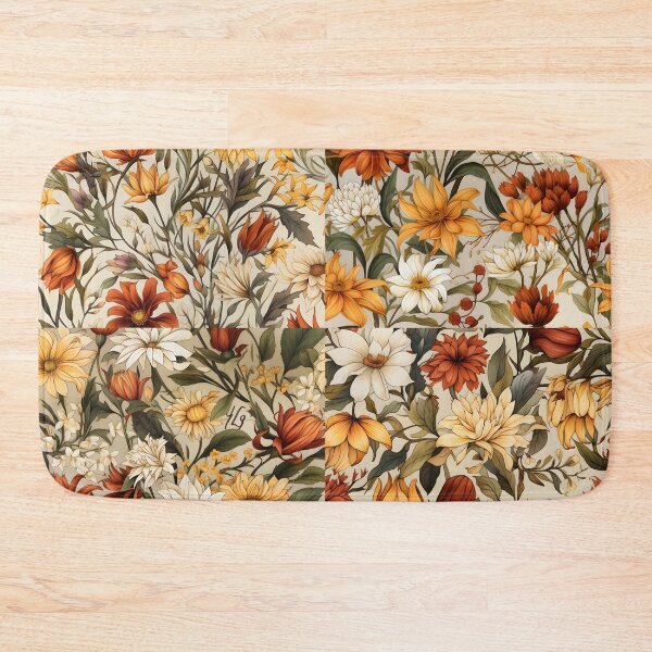Item preview, Early Fall Flowers—a checker board of Watercolor Autumn Floral Patterns designed and sold by ignasirus.
