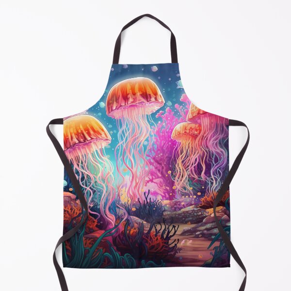 Item preview, A group of colorful jellyfish with long  pink tentacles designed and sold by Carmillai.