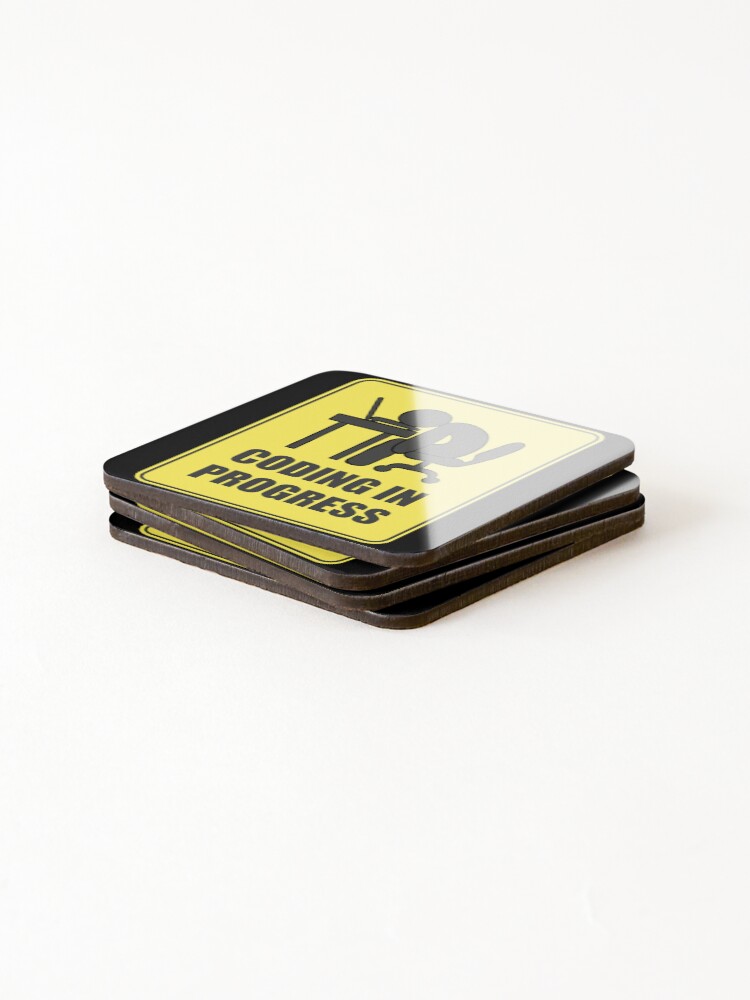 Thumbnail 4 of 5, Coasters (Set of 4), Coding In Progress Street Sign designed and sold by TrailMixArt.