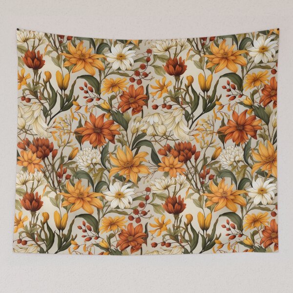 Item preview, Early Autumn Flowers—Warm Colors of Early Fall, Autumn Floral Seamless Pattern, Fall Print, Flower Background, Floral Wallpaper Art designed and sold by ignasirus.