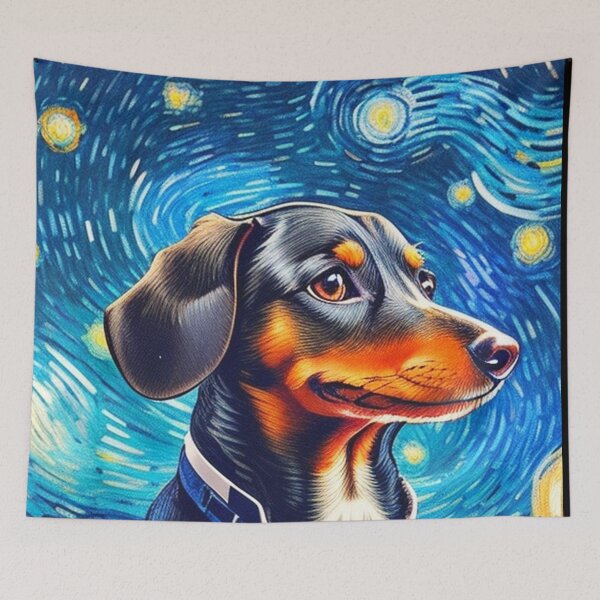 Item preview, Van gogh Starry Night Dachshund  designed and sold by Vangoholic.