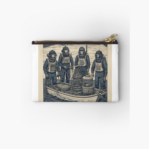 Item preview, Block Print style- Deep Sea Divers with Stand Mixer I designed and sold by TheScooperoni.
