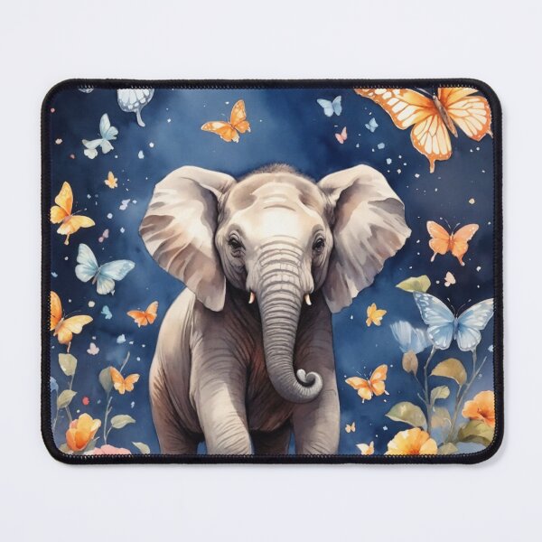 Item preview, Playful Baby Elephant and Fluttering Butterflies v2 designed and sold by Electric-Easel.