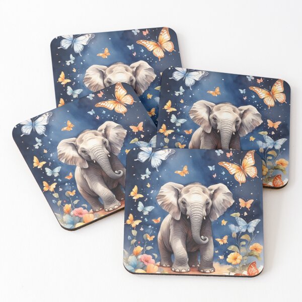 Item preview, Playful Baby Elephant and Fluttering Butterflies v2 designed and sold by Electric-Easel.