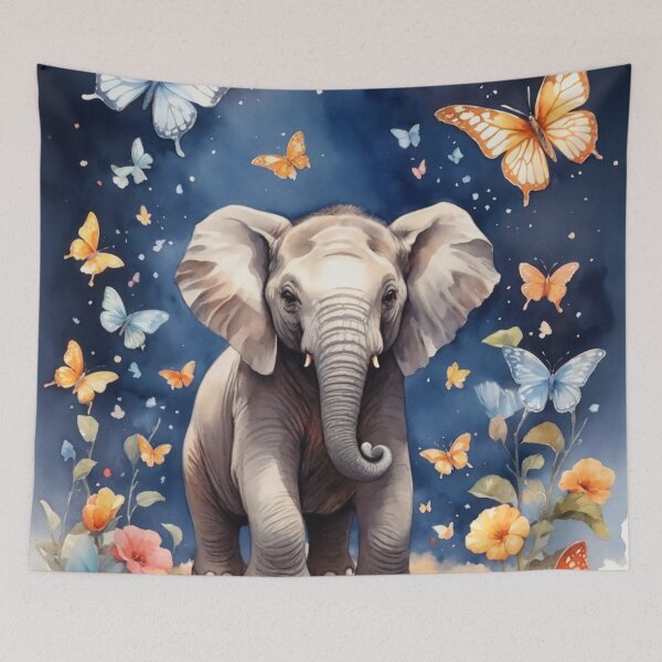 Item preview, Playful Baby Elephant and Fluttering Butterflies v2 designed and sold by Electric-Easel.