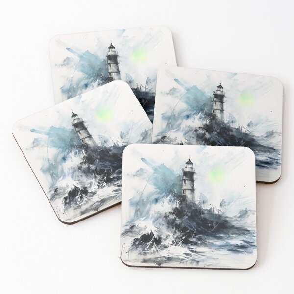 Artikelvorschau, Leuchtturm im Sturm Aquarellkunst, Leuchtturmkunst entworfen und verkauft von Thosewildones.