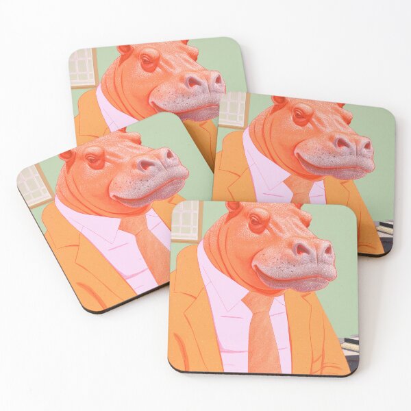Item preview, Vintage Hippo Office Portrait - Eclectic Retro Wall Art for Study or Library - Quirky Gift Idea designed and sold by PinkNomad.