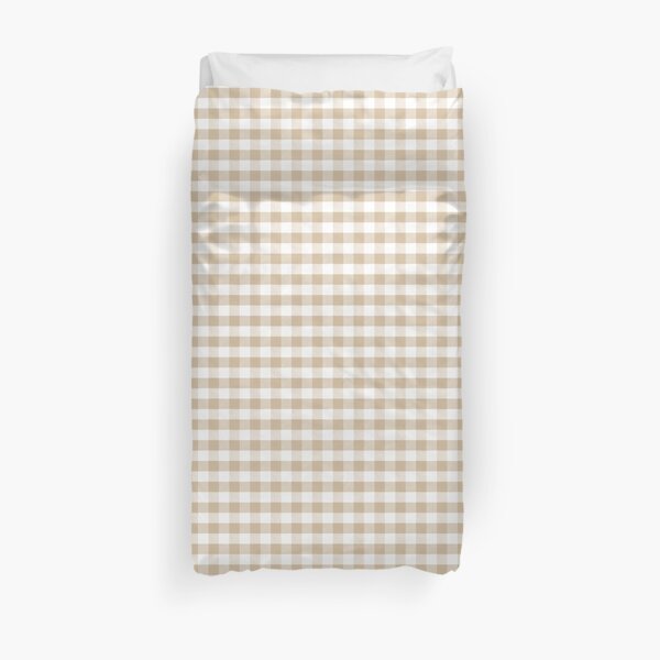 Almond Buff Tan Gingham Duvet Cover