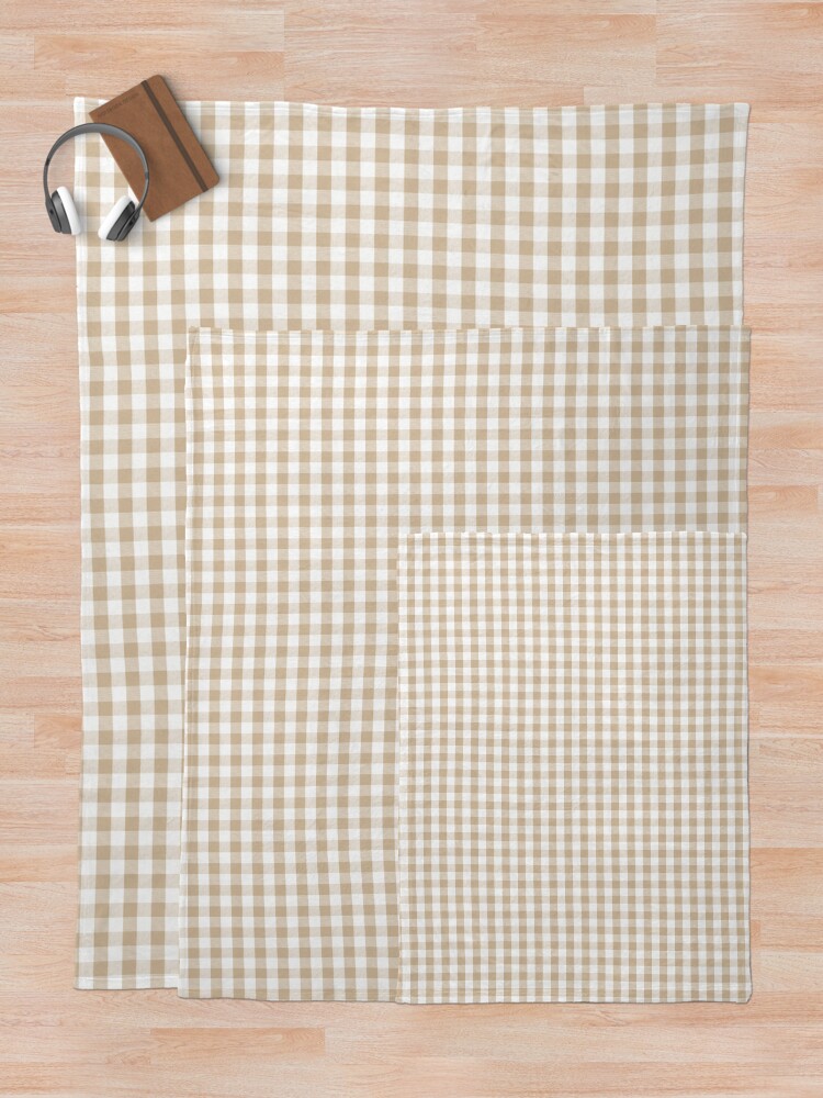 Alternate view of Almond Buff Tan Gingham Throw Blanket