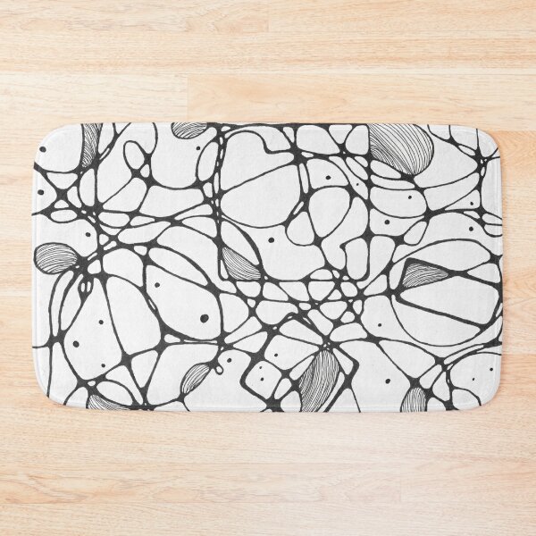 Black and white abstract line art Bath Mat