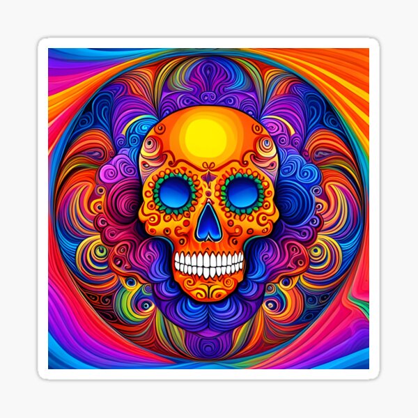 Colorful Decorative Skull Dia de los Muertos Sticker