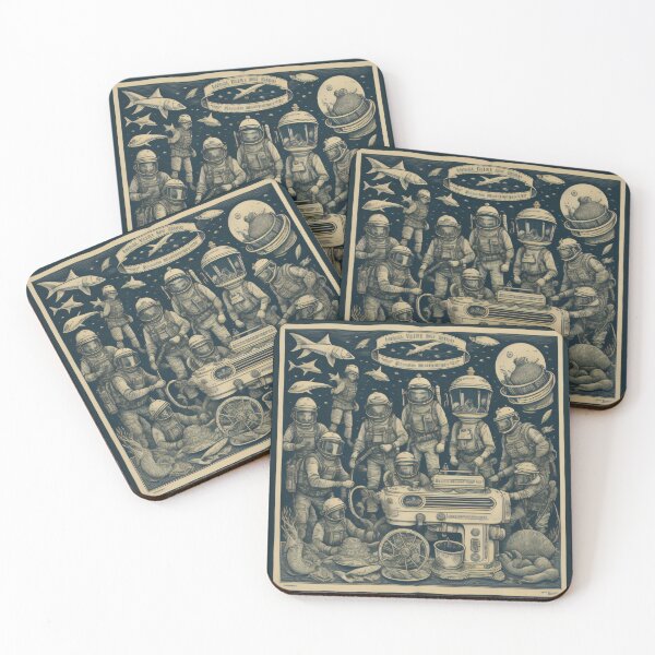 Item preview, Block Print style- Deep Sea Divers with Stand Mixer II designed and sold by TheScooperoni.
