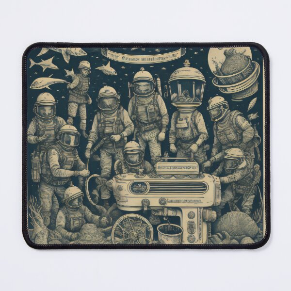 Item preview, Block Print style- Deep Sea Divers with Stand Mixer II designed and sold by TheScooperoni.