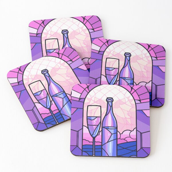 Item preview, Retro Vintage Wine Art Stained Glass Sunset Illustration for Kitchen & Dining Room Aesthetics designed and sold by PinkNomad.