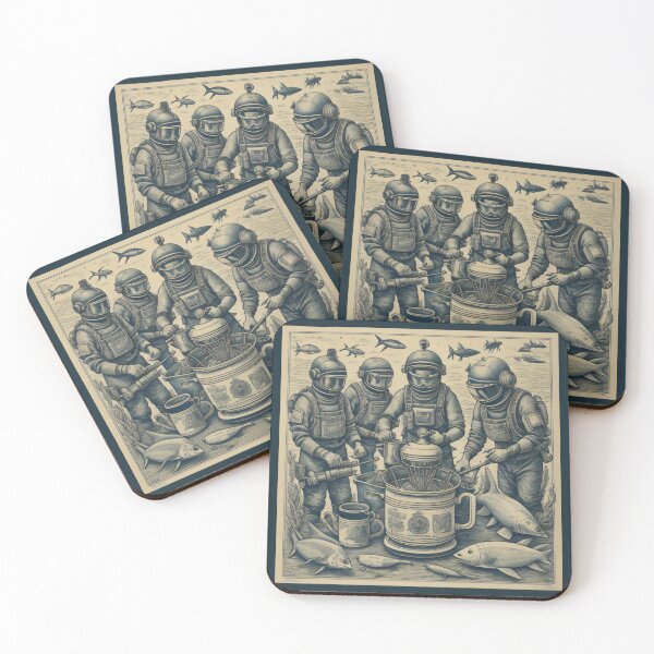 Item preview, Block Print style- Deep Sea Divers with Stand Mixer III designed and sold by TheScooperoni.