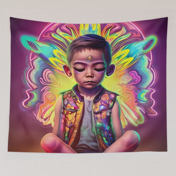 Item preview, meditación, ayahuasca, espiritual, patrón psicodélico, regalo para niños designed and sold by KreativeSouls.
