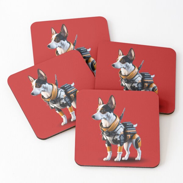 Item preview, Basenji in cyberpunk jacket designed and sold by OurGirlGertie.