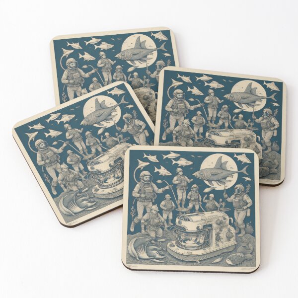 Item preview, Block Print style- Deep Sea Divers with Stand Mixer V designed and sold by TheScooperoni.
