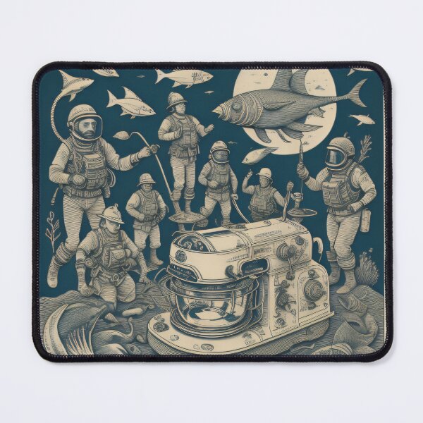 Item preview, Block Print style- Deep Sea Divers with Stand Mixer V designed and sold by TheScooperoni.
