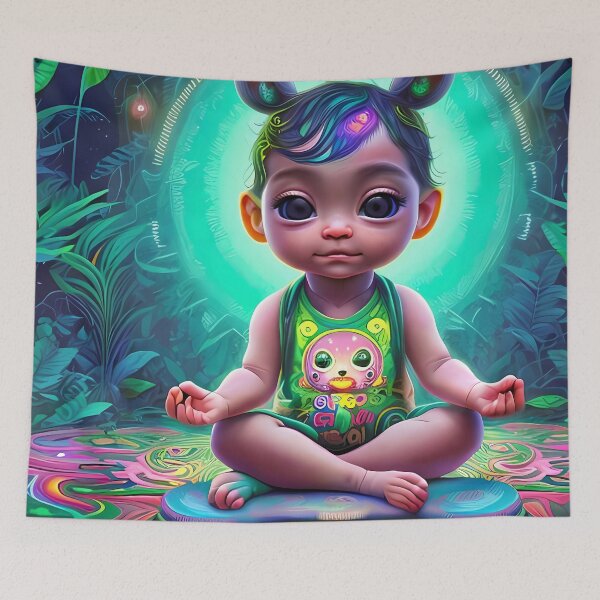 Item preview, meditando DMT babymeditation, ayahuasca, espiritual, patrón psicodélico, regalo para niños designed and sold by KreativeSouls.