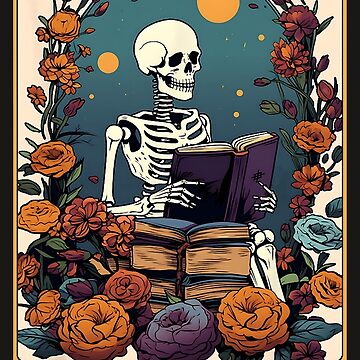 Skeleton Holding Book Reading Sign Book Lover Reader Bookish With