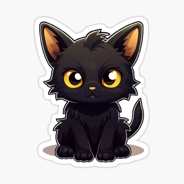 Cute cartoon black cat sticker