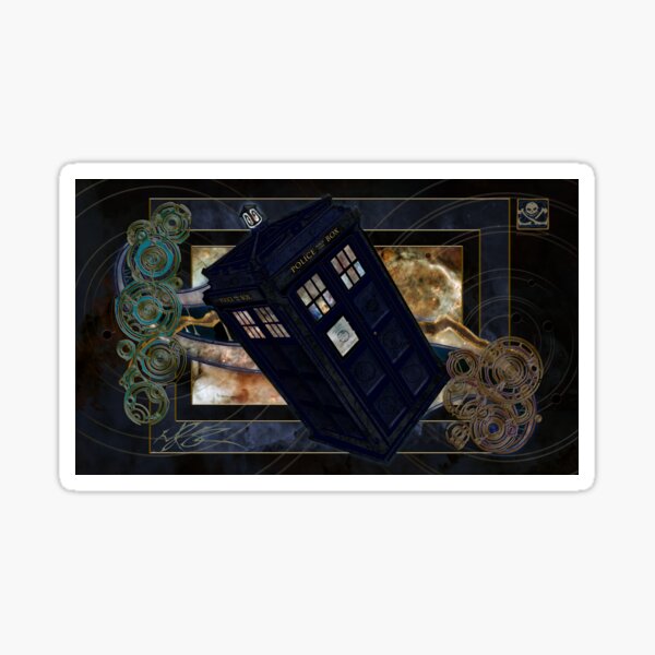 Big Blue Box Horizontal Print, (perfect for desk mats, mousepads, facemasks, etc.) Sticker