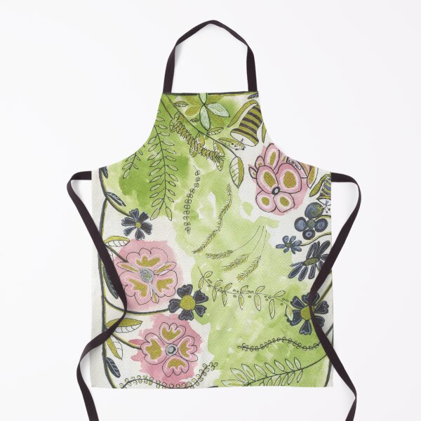 Item preview, pink and green leaves and flowers with black accent leaves designed and sold by SunnyAunt.