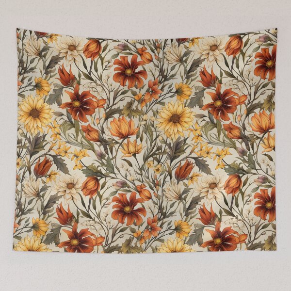 Item preview, Later Sunflowers, the Year’s Last Smile—yes, even bright yellow sunflowers, all bloom around September and October. Fall floral pattern, autumn floral print, floral wall art designed and sold by ignasirus.
