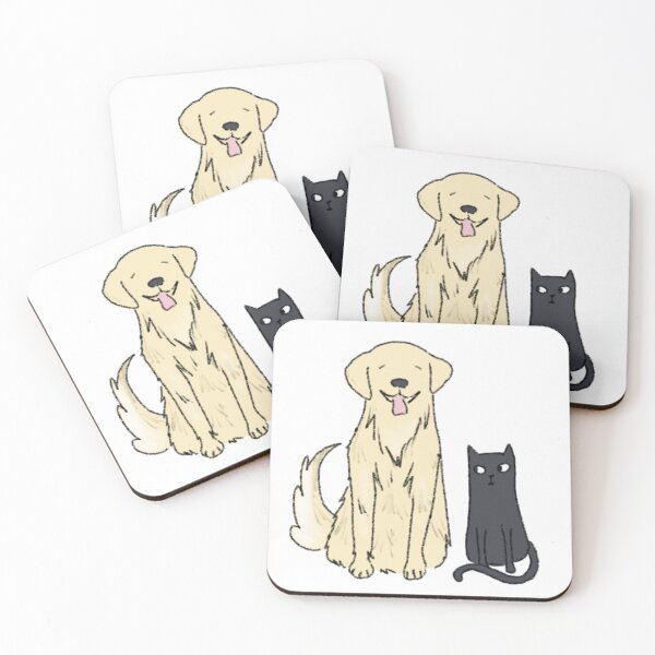 Item preview, Golden Retriever and Black Cat Duo designed and sold by bird-songs-.