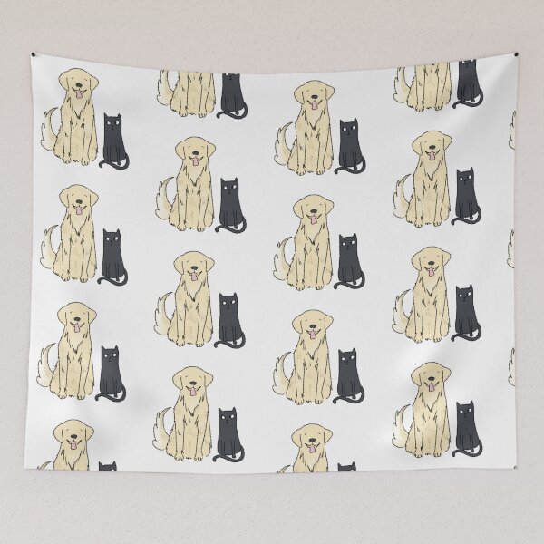 Item preview, Golden Retriever and Black Cat Duo designed and sold by bird-songs-.