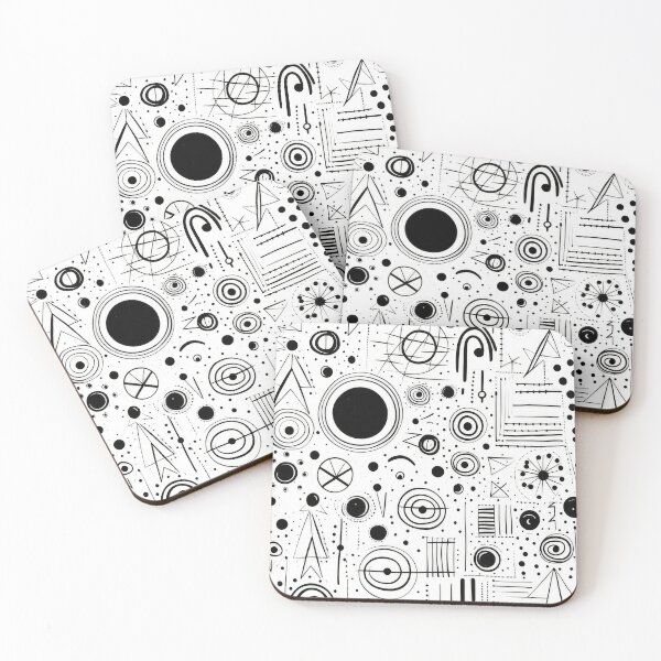 Item preview, black and whirite line drawing Squares cirles designed and sold by moois007.