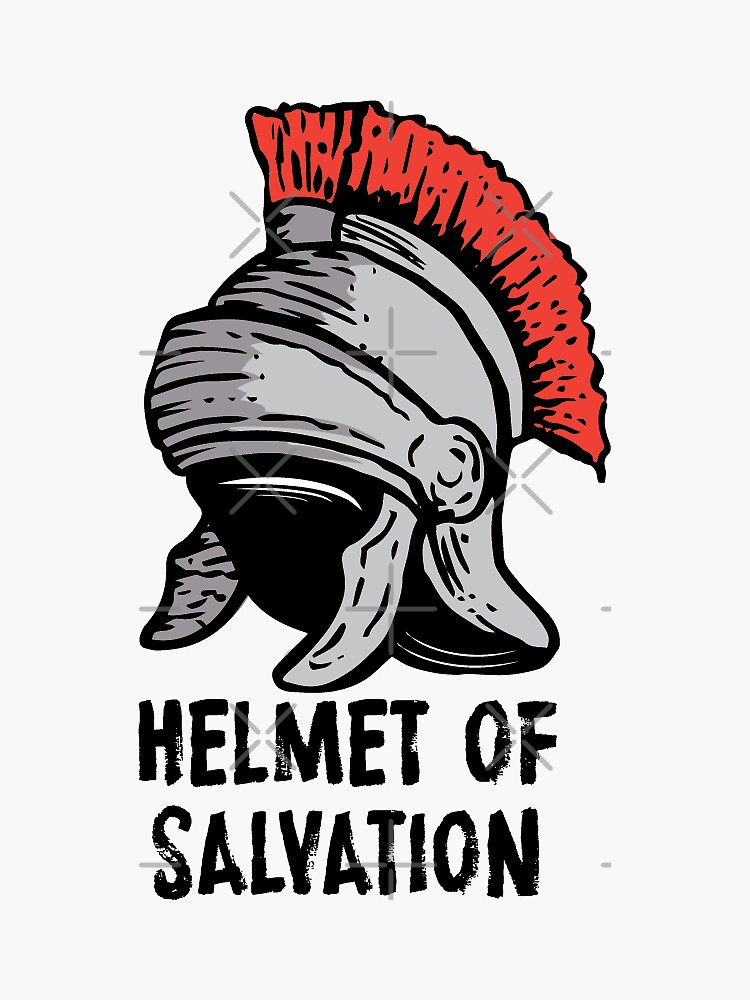 "Helmet of Salvation" Sticker by Wildharegrafix Redbubble