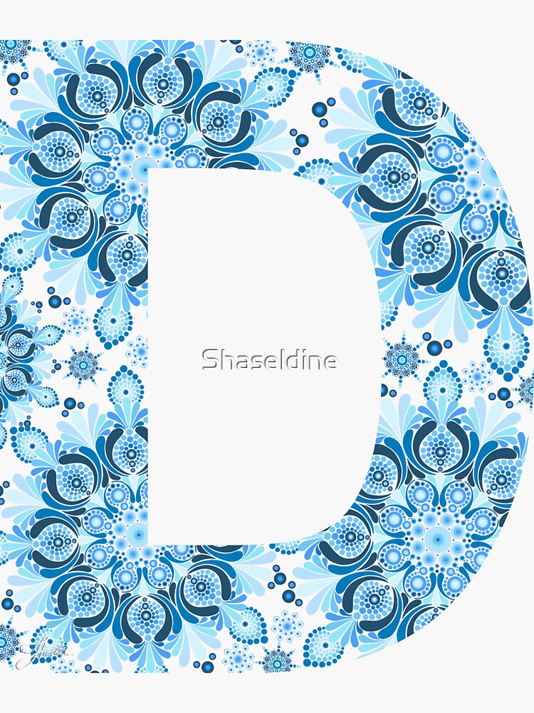 "Dottillism Mandala Letter Blue" Sticker For Sale By Shaseldine | Redbubble