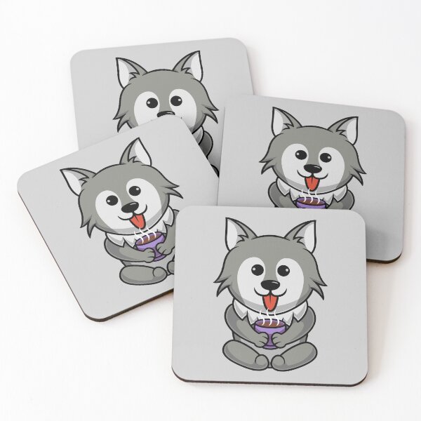 Item preview, Cute wolf drinking hot coffee cartoon illustration designed and sold by cubbone.
