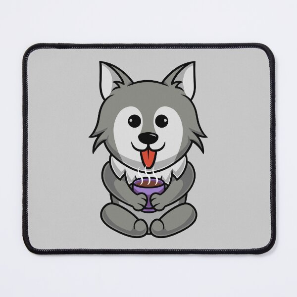 Item preview, Cute wolf drinking hot coffee cartoon illustration designed and sold by cubbone.