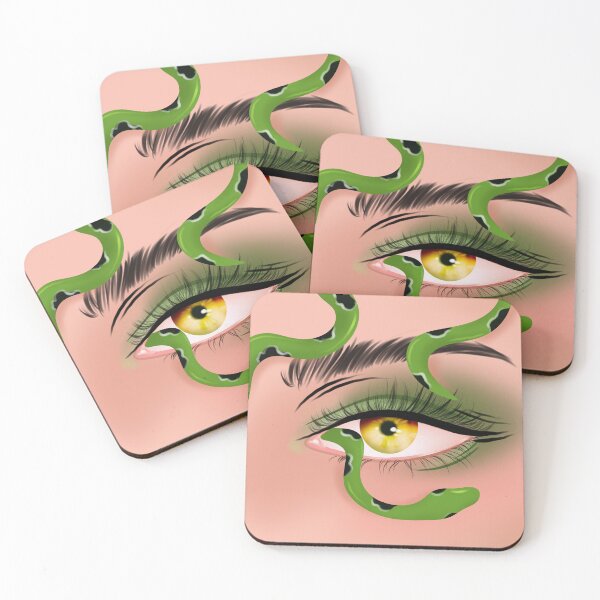 Item preview, A snake on a girl's eye. A girl's eye with a snake. Green snake. Poisonous snake. Style print with eye and snake. designed and sold by Anhen-new-style.