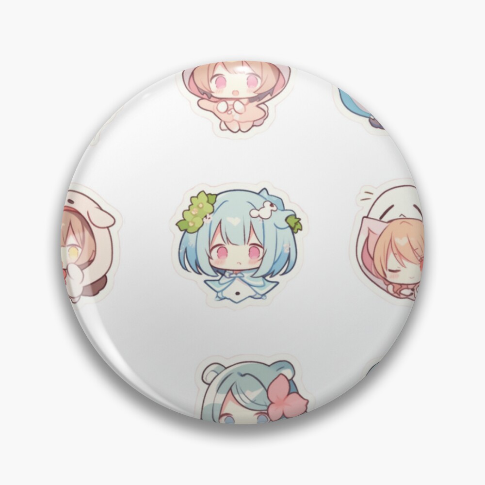 Kawaii Anime girls Pin for Sale by LittlePunctShop