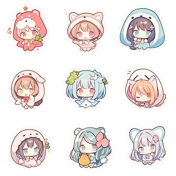 Kawaii Anime girls Sticker for Sale by LittlePunctShop