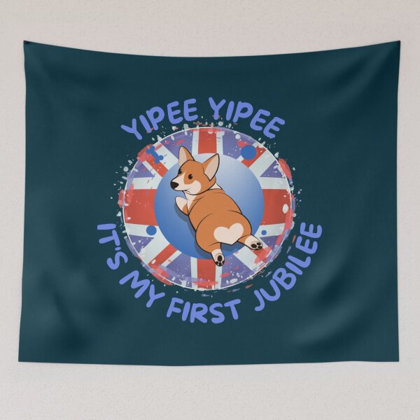 Item preview, Queens Platinum Jubilee Cute Corgi Yipee It's my First Jubilee Gift Kids  designed and sold by AudrinBingham.